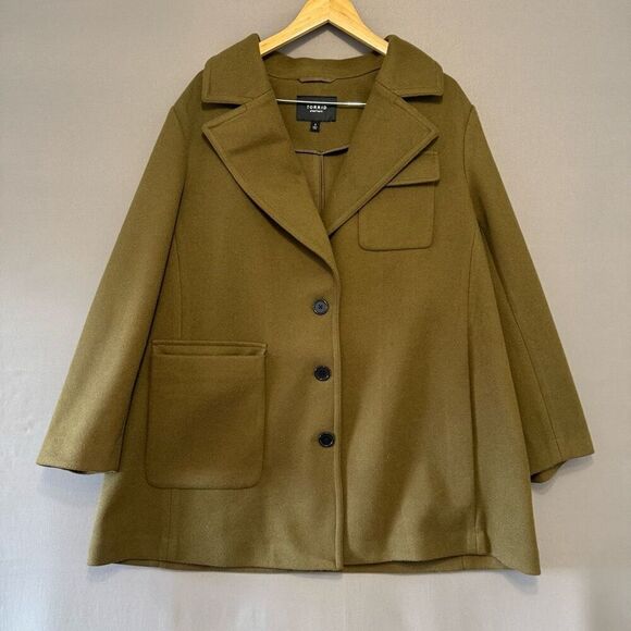 Torrid Women’s Green Coat Jacket Front Buttons Size 3XL 100% Polyester Business - Picture 1 of 9